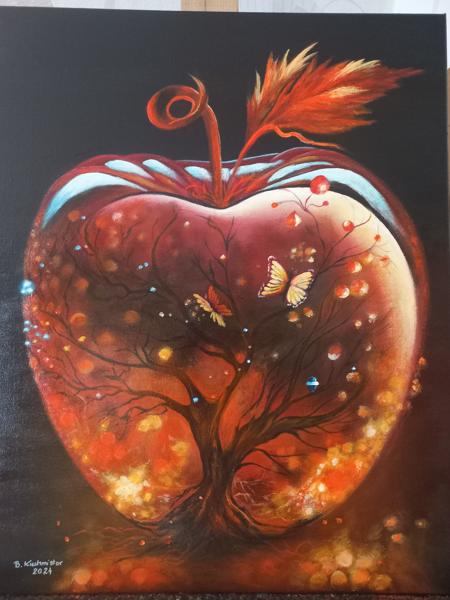 Zamkniety obieg - obraz akrylowy, wykończony werniksem Krosno bawełniane Rozm.40x50 Rok 2024