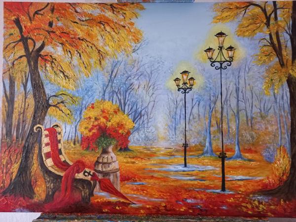 "Po deszczu" - obraz akrylowy,wykończony werniksem, Krosno bawełniane, Rozm 60x80cm, Rok 2023